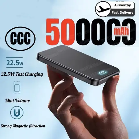 500000mAh Portable Magnetic Wireless Power Bank PD22.5W Fast Charging External Battery for Magsafe For iPhone Samsung Xiaomi 
