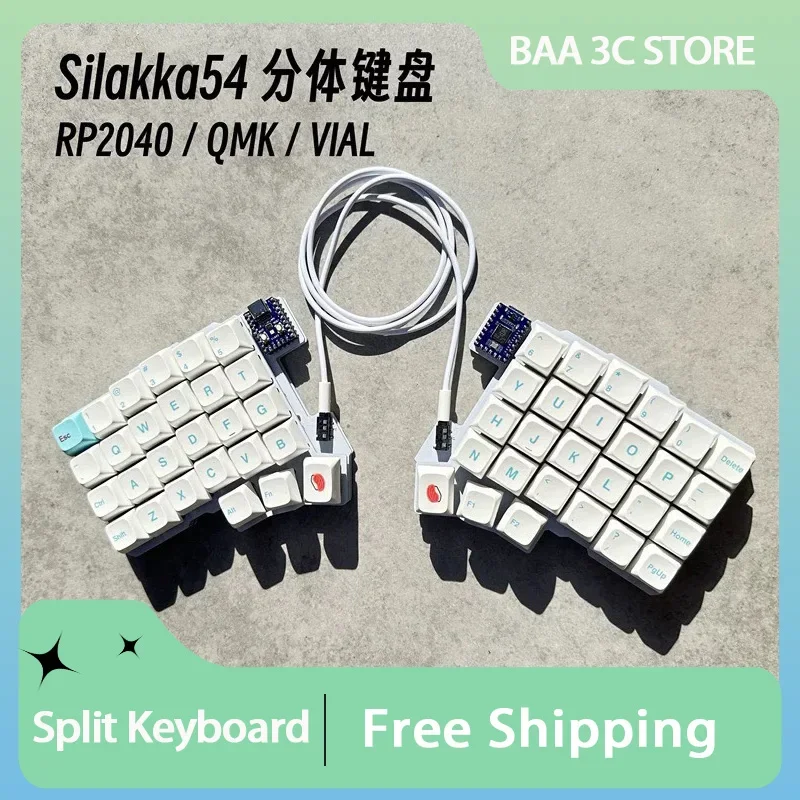 Silakka54 Split Keyboard Support QMK/VIAL Keyboard Wired Hot Swap Ergonomics RP2040zero Customized PC Gamer Accessories