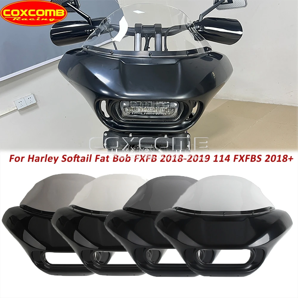 Motorcycle Headlight Fairing Batwing Windshield For Harley Softail Fat Bob FXFB 114 FXFBS Front Head Light Windshield Mask Cover