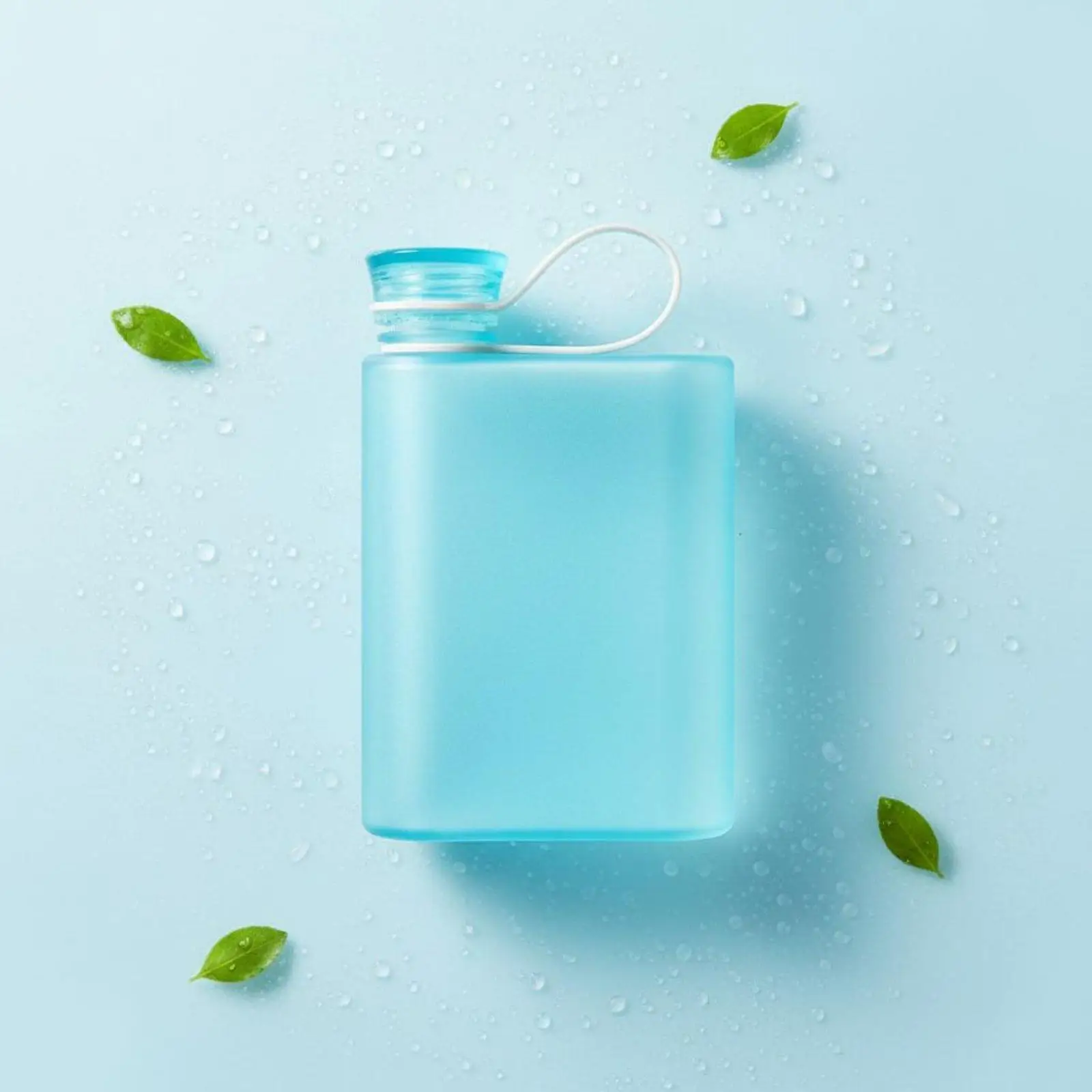 Portable Flat Student Bottle with Frosted Texture Transparent Space-saving Water Bottle for Backpack or Bike