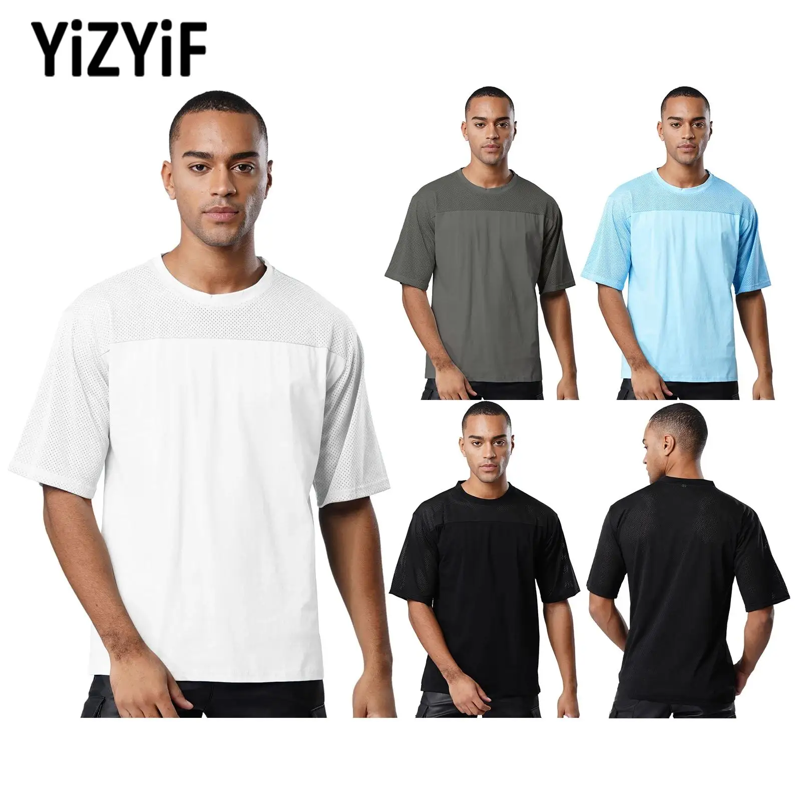

Adult Mens Workout Running Sportswear Hollow Out Mesh Sports Shirt Moisture-Wicking Athletic Top Short Sleeve T-shirt Sleepwear