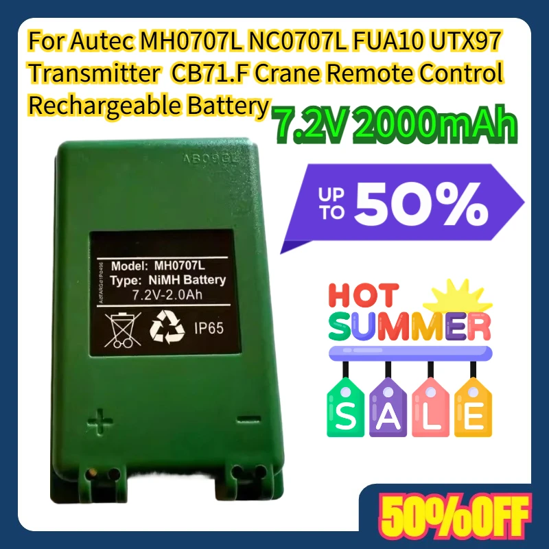 

For Autec MH0707L NC0707L FUA10 UTX97 Transmitter CB71.F Crane Remote Control 7.2V 2000mAh Rechargeable Battery
