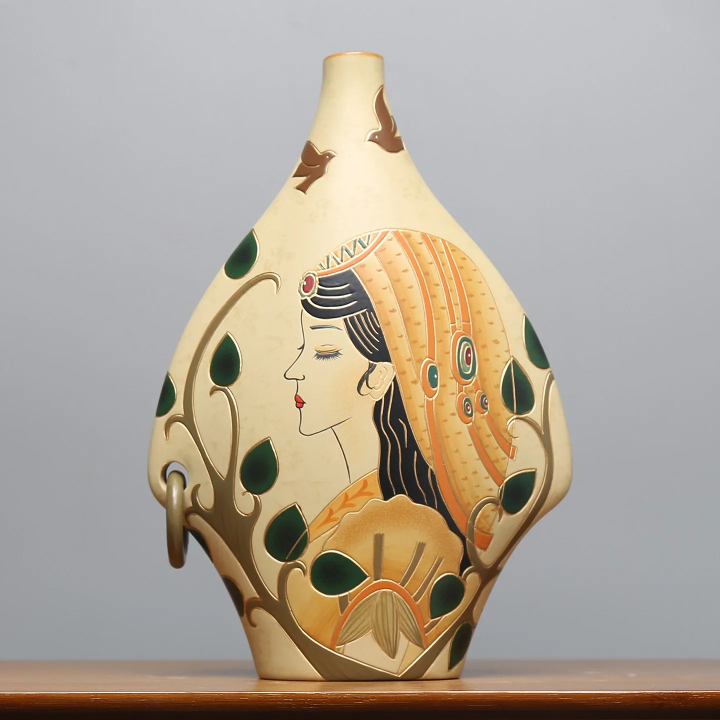 Chinese mainland ethnic minorities characteristic souvenirs handmade decorations ceramic bogu frame porch wine cabinet ornament