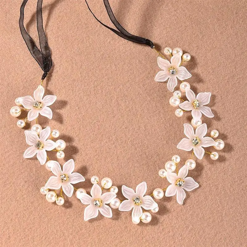 

Black Floral Soft Chain Headband Women's Korean Style Fashionable Hair Accessory Cross-Border Floral Silk Ribbon Headband