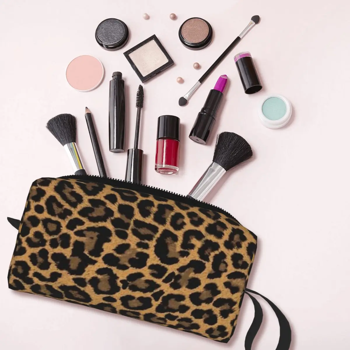 Wild Leopard Skin Pattern Makeup Bag Cosmetic Organizer Storage Dopp Kit Toiletry Cosmetic Bag Women Beauty Travel Pencil Case