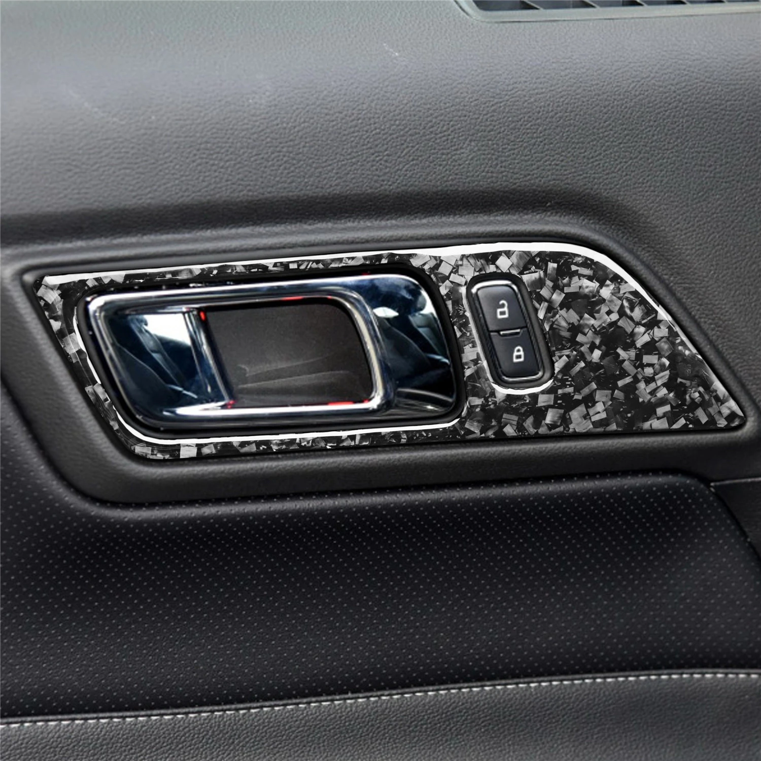 

2 Pieces Door Handle Frame Decorative Frame Forged Pattern Carbon Fiber Interior Modified Door Panel Auto Parts for 2015-2020 Fo