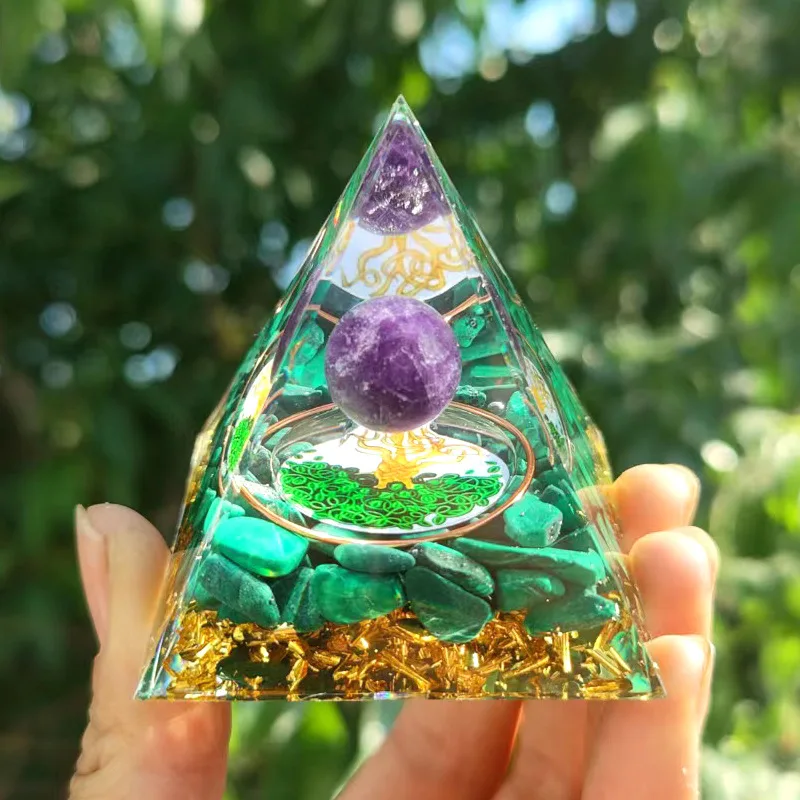6cm Orgon Pyramid High-End Crystal Tower Decoration, High-End Handmade Ornament for Living Room, High-End Birthday Gift for Bedroom