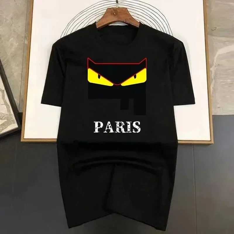 Paris Letter Cat Print Short Sleeve Tees Luxury Brand Cotton Men T Shirts Casual Tshirts Summer Hip Hop Oversized Streetwear