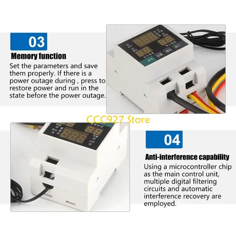 B03F Thermostat Temperature Controller with Memory Function Triple Display