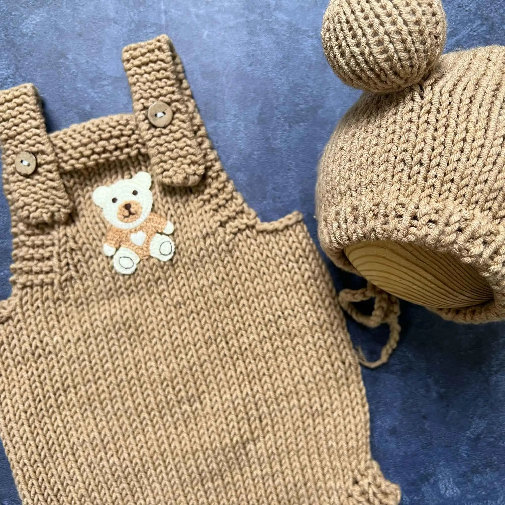 Don&Judy Newborn Onesie 0 3 Months Cute Bear Hat Knitting For Autumn Winter Baby Gift For Photography Baby Romper