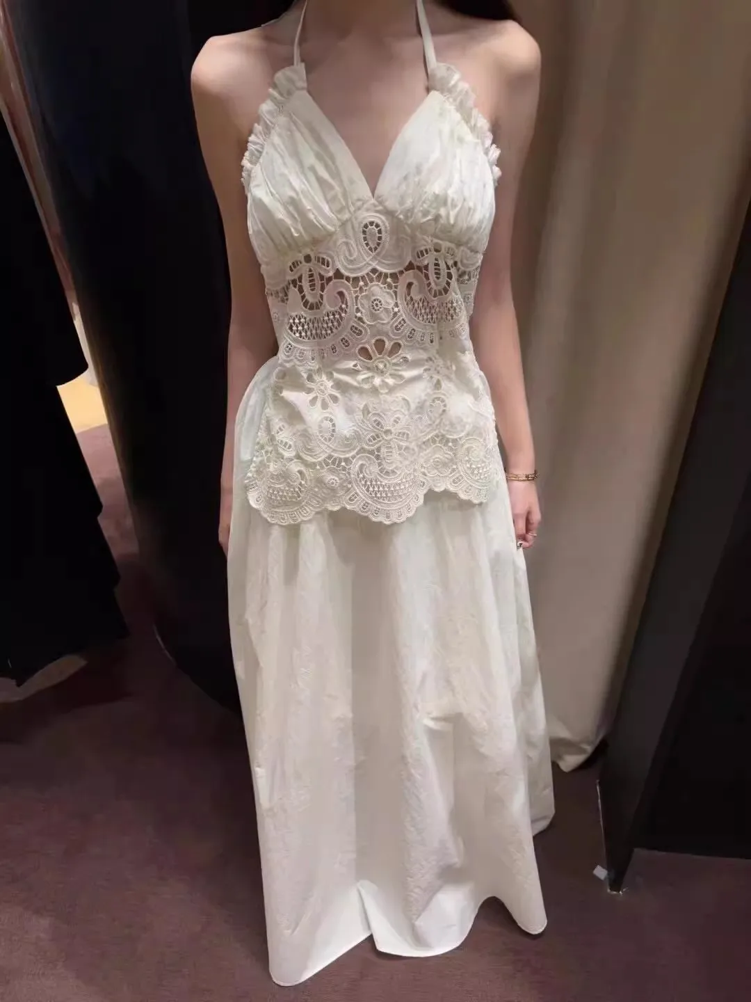 Robe Patchwork en dentelle ajourée pour femmes, dos nu, sans manches, vêtements élégants, Streetwear Chic, moulante, Chic