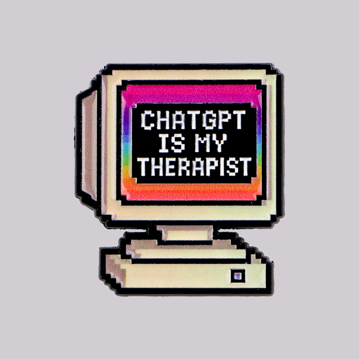 Retro „ChatGPT Is My Therapist“ Lustige AI Emaille Pin Anstecknadeln Broschen für Frauen Modeschmuck Accessoires Freunde Geschenk
