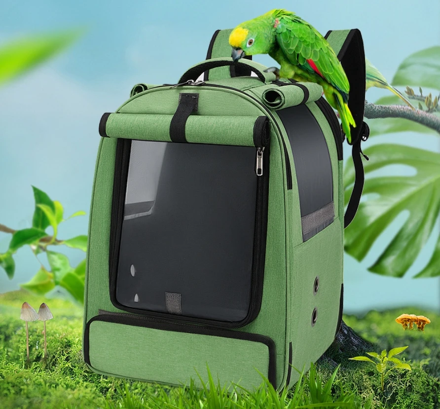 

Parrot Special Outing Double Shoulder Tote Small Portable Bird Backpack With Zipper Closure for Dogs and Cats Walks