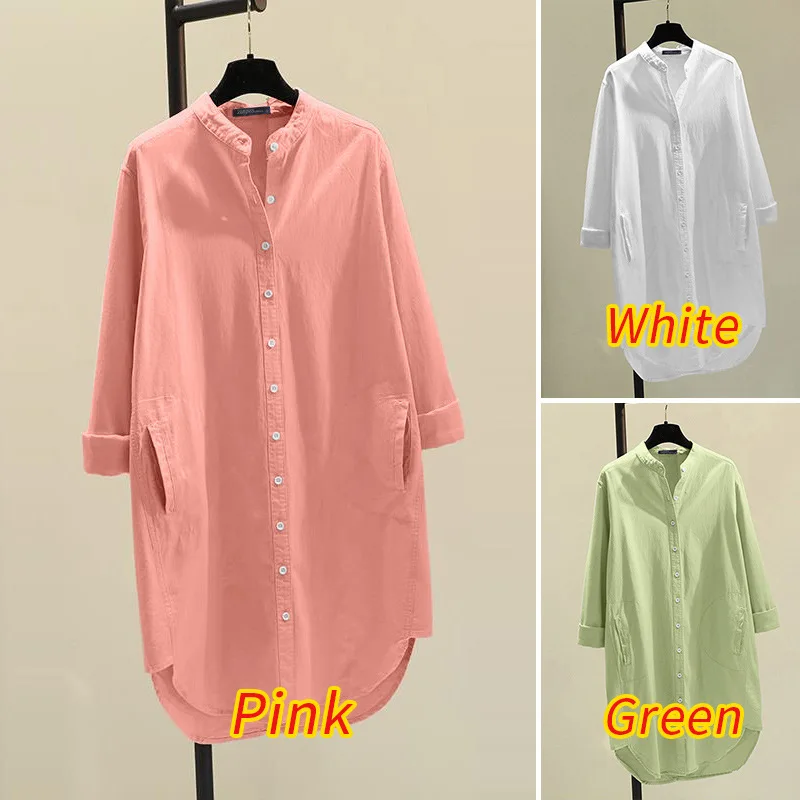 

Muslim Shirt Women Top Round Collar Single Breasted Full Sleeve Pockets Dubai Female Casual Blouse Tops Overshirt Morocco 2025
