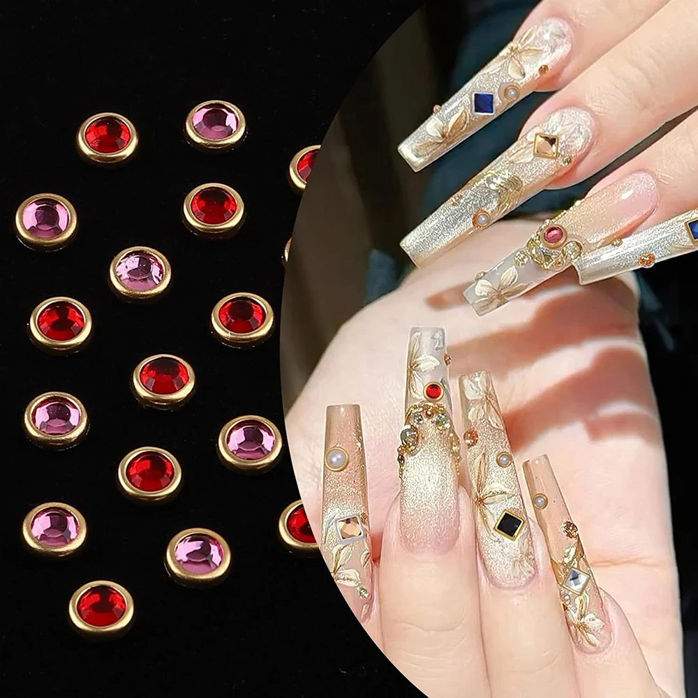 12 Colors Mixed Nail Crystal Gems for Manicure DIY Decorations 3D DIY Jewel Craft with Pearls Rhinestones Vintage Nail Art Charm