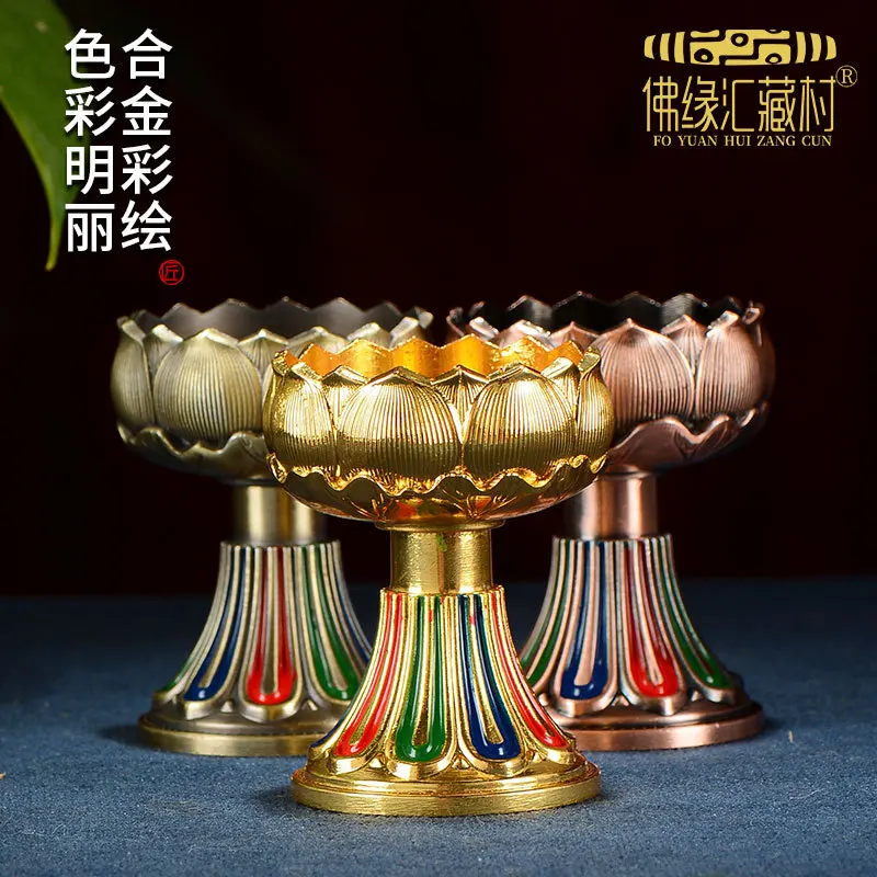 Lotus-Shaped Ghee Home Use, Candle Holder for Buddhist Altars, Ever-Burning , Bodhi , Lamp Stand