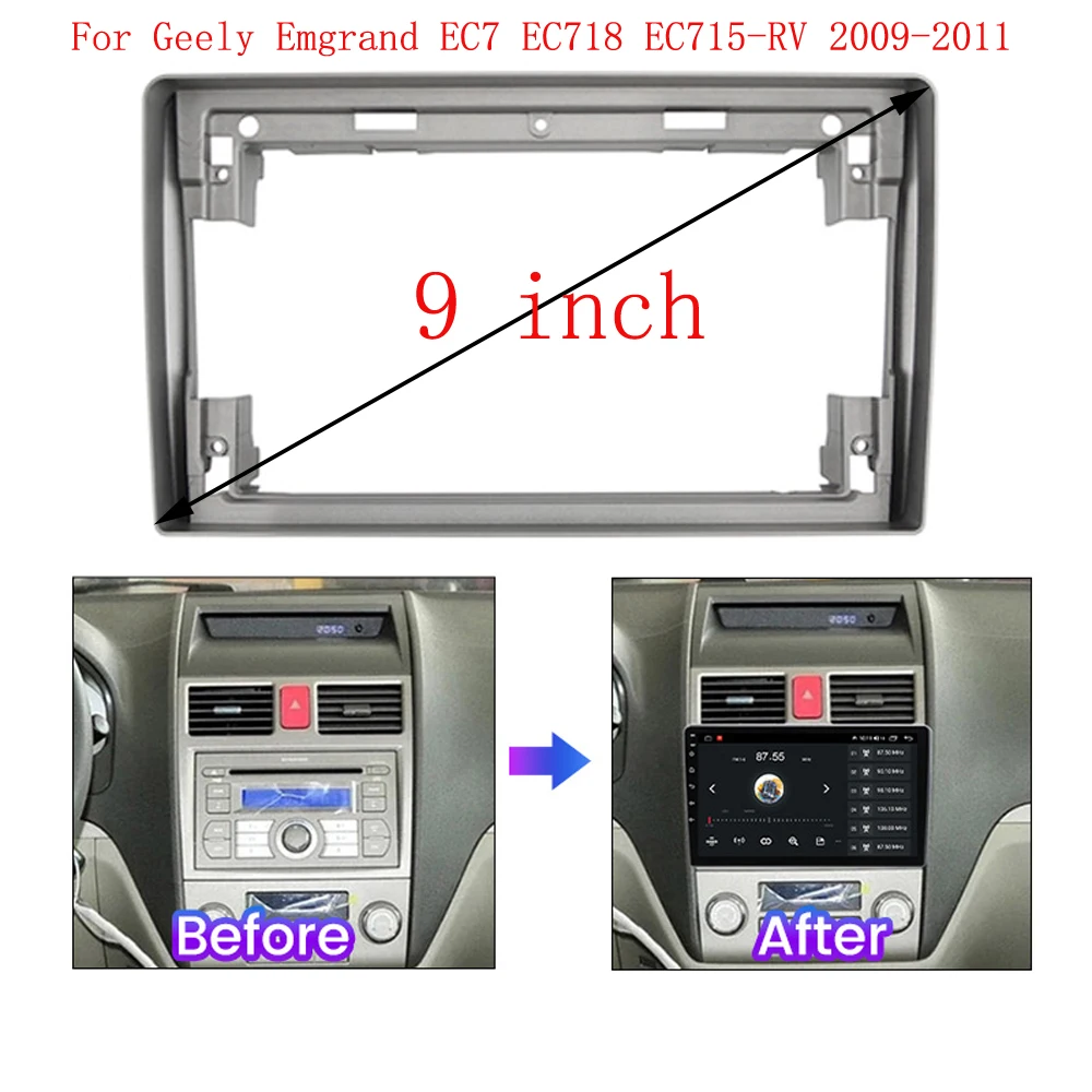 Car Radio Fascia Frame For Geely Emgrand EC7 EC718 EC715-RV 2009-2011 9 inch Stereo Panel Harness Wire Power Cord Cable Adapter