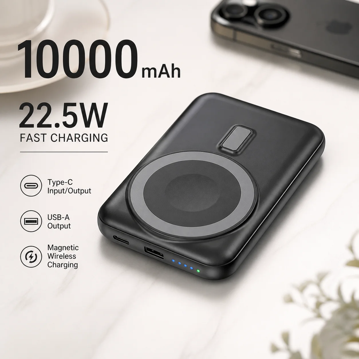 10000mAh Magnetic Wireless Power Bank Portable Charger for iPhone 16 15 14 13 12 Mini External Battery Pack