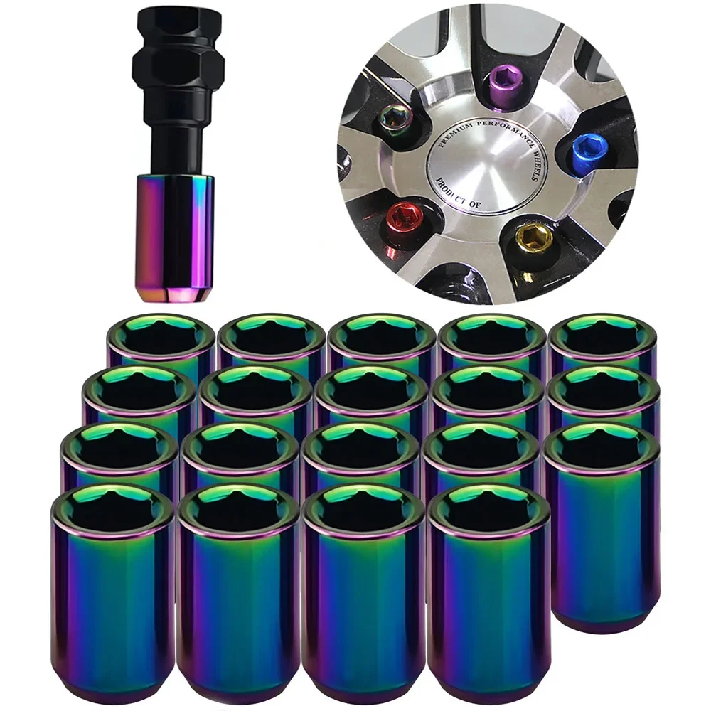 Universal Car 32mm Hub Nut Screw Steel Extended Wheel Lug Nuts 20pcs 16pcs Racing Wheel Nuts M12 x 1.25 M12x1.5 Accessories