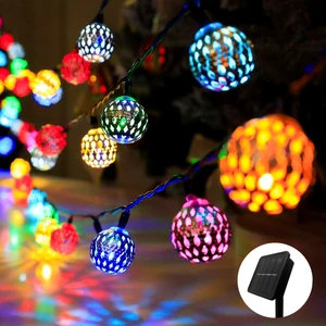 Solarschnurlichter für Hochzeitsfeier, marokkanischer Ball, Seillampe im Freien, Geburtstag, Schlafzimmer, Garten, Hinterhofdekoration, 6,5 m, 30LED 10 Hauptverkäufe marokkanischer Abajur - №6
