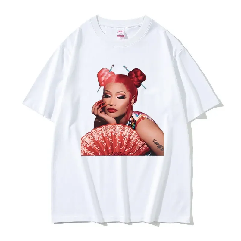 Rapper Nicki Minaj Red Ruby Da Sleeze Print T Shirts Men Women Hip Hop Oversized T-shirt Short Sleeve Male Vintage Harajuku Tees