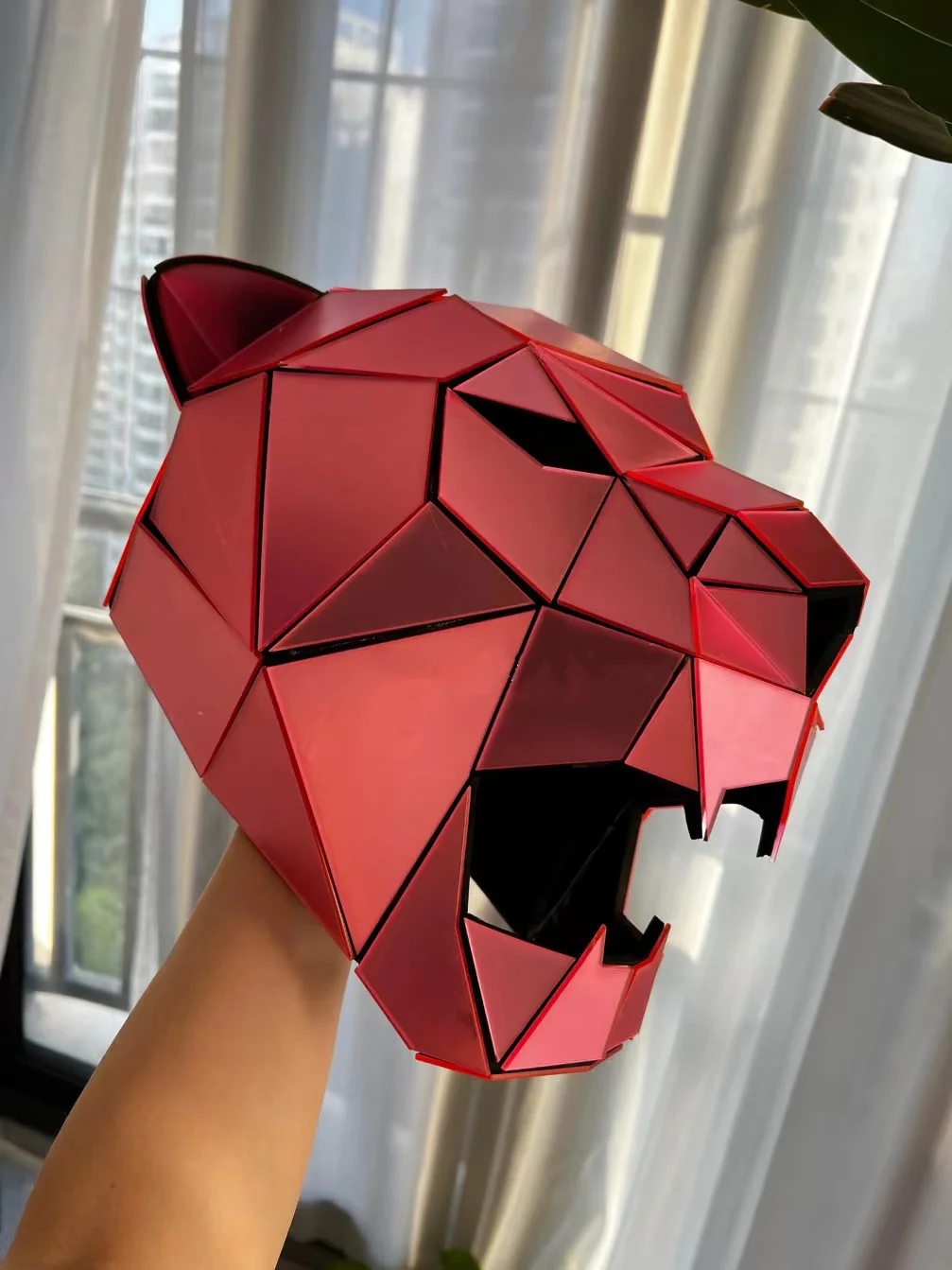 New Pink Mirror 3d Leopard Mask Cosplay Tiger Headgear Helmet Rave Animal Headdress Music Festival DJ Mask Club Dance Props