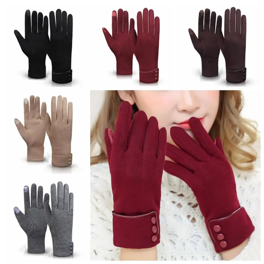

Touch Screen Simple Velvet Gloves Five Finger Korean Style Full Finger Mittens Cycling Gloves Full Finger Mittens