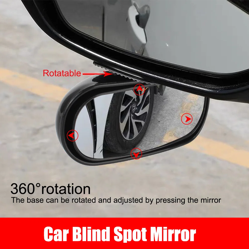 Car Mirror Reverse Blind Spot HD Glass Universal 360° Adjustable Wide Angle Side Rear Mirrors Auxiliary Rear View Mirror