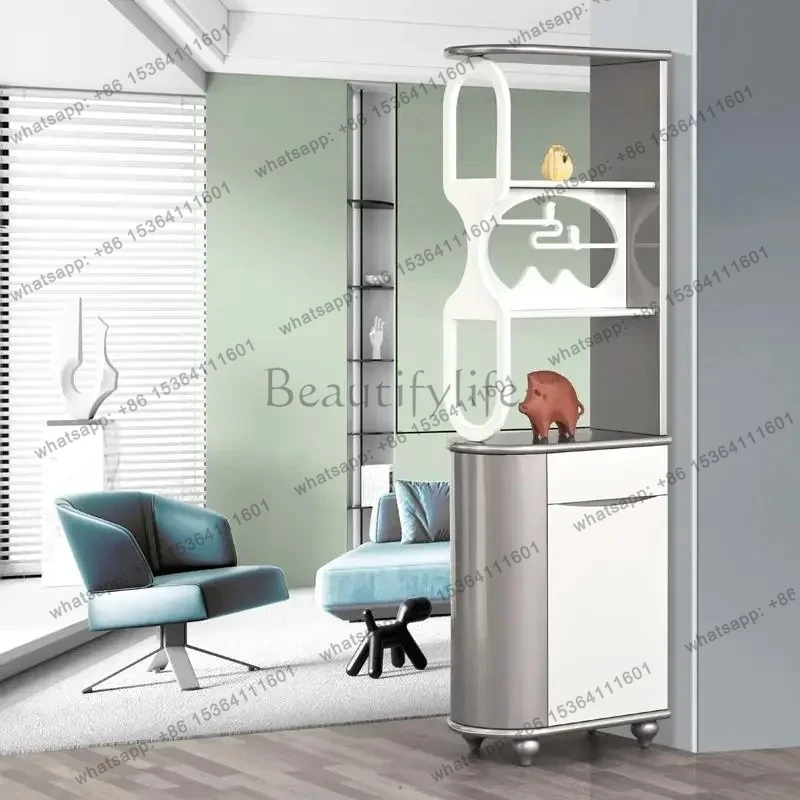 small apartment partition cabinet is opposite the door to  home entrance cabinet wine cabinet  integrated double-sided screen