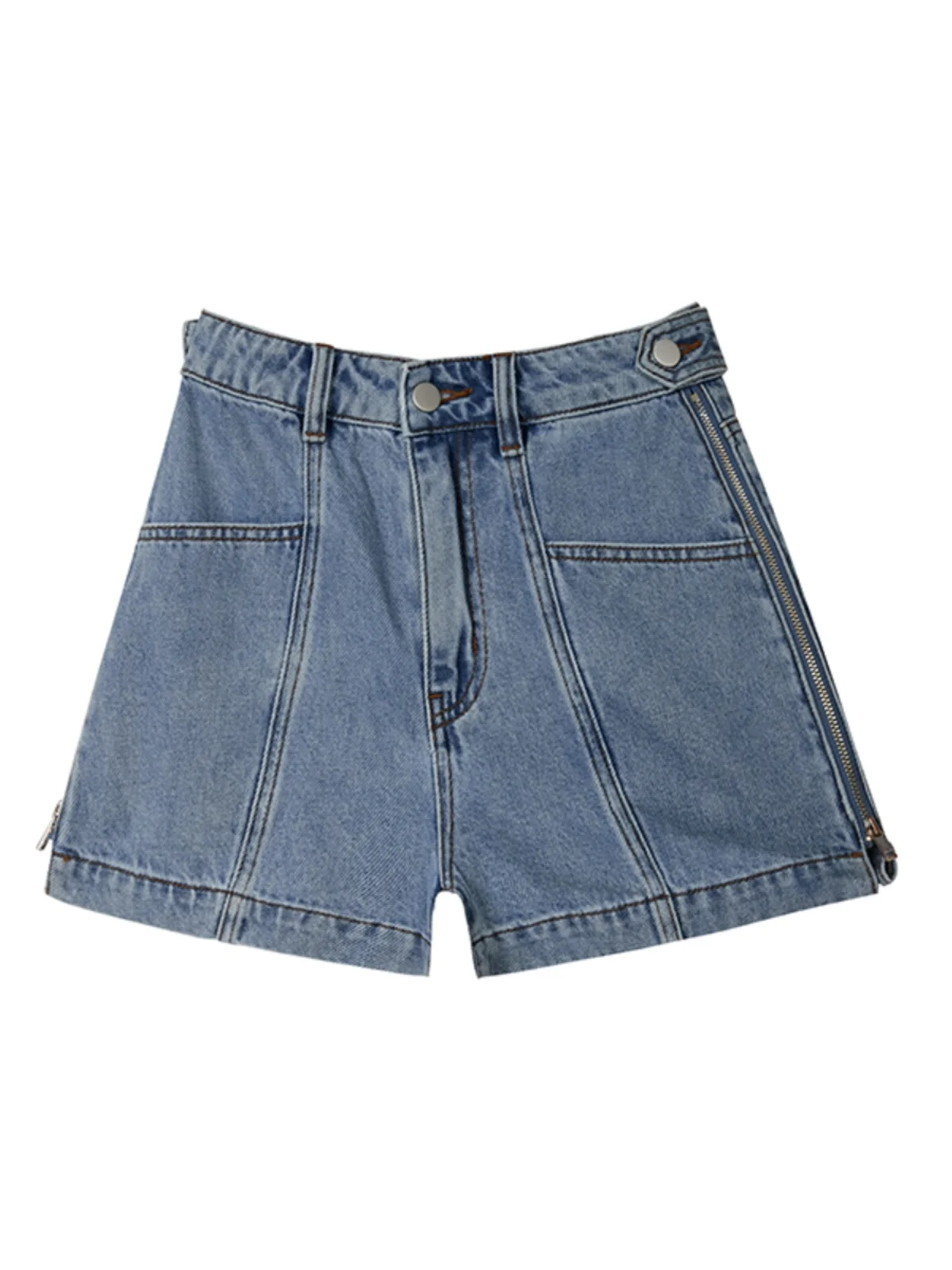 

Тонкие джинсовые орты с высокой талией для женщин, весенний сезон, синие прямые джинсы High Street Sle, утягивающие шорты