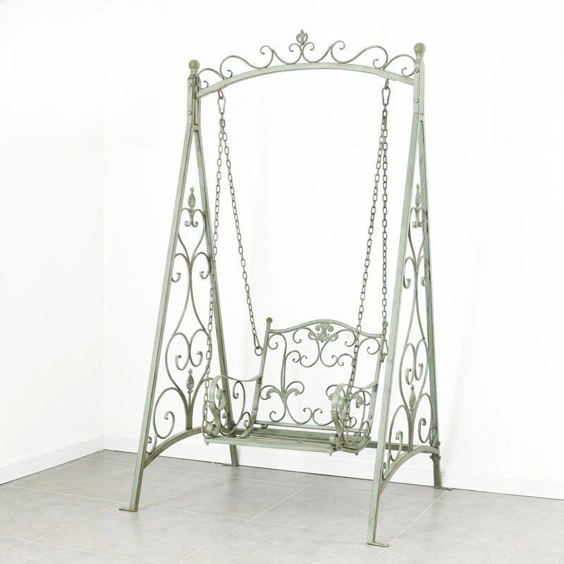 Vintage Iron Single Hanging Swing Chair for Patio Garden Indoor Outdoor Use
