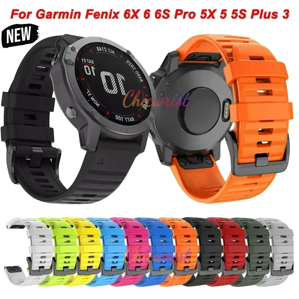 26 22 20MMSilicone QuickFit Watchband ремешок Strap For Garmin Fenix 6X 6 7S 7X 7 Pro 47 51mm 5 5X Epix Gen 2 Wristband Bracelet