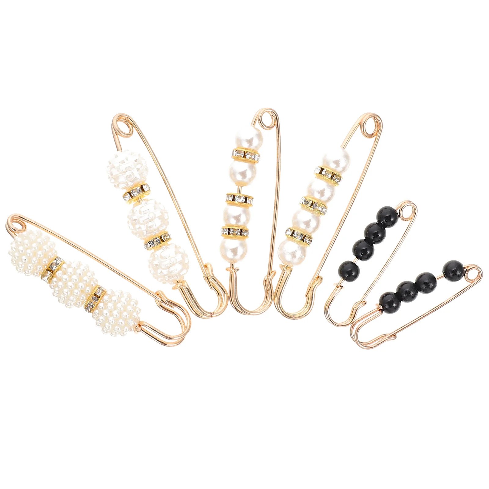 

6Pcs Brooch Safety Pin Pearl Decorative Multi-Function Clip for Women Sweater Shawl Dress Pants Waist Adjustment