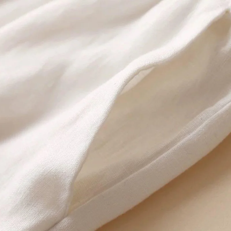 Mode Volle Länge Casual Hosen für Frauen Baumwolle Leinen Breite Bein Hosen Solide Sommer Hosen Weibliche Lose Hohe Taille Gerade Hosen – Detail 6