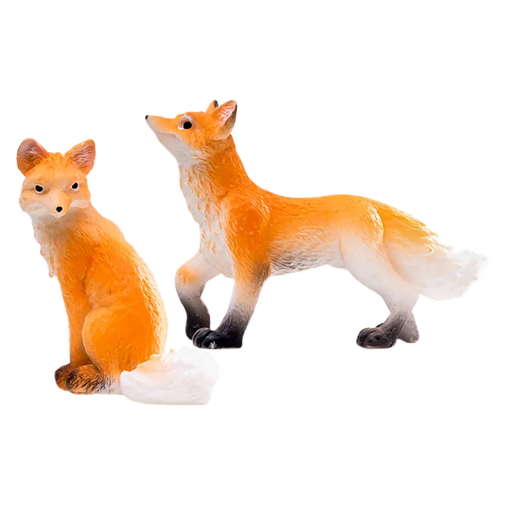 

2pcs Miniature Fox Figurines Resin Craft Cute Animal Statue For Garden Home Decor Yard Landscape Micro Accessories