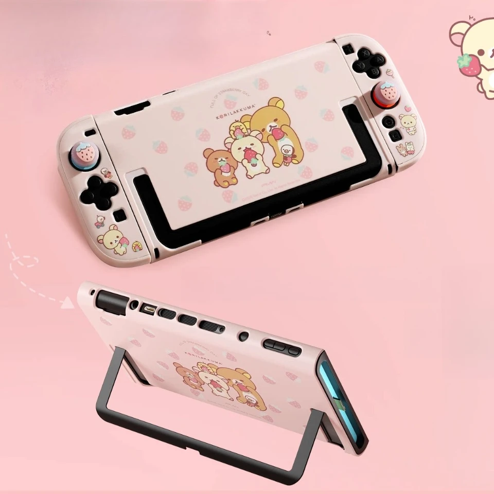 Cute Bear Switch 2 Split Dockable Case Shock-Resistant Joy-Con Cover for Nintendo NS 2 Silicone Joystick Caps Storage Pouch