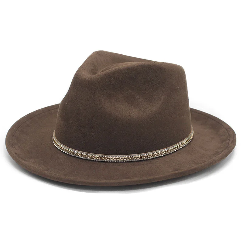 

New autumn and winter western cowboy hat with rolled edges, suede cowboy hat, wide-brimmed fedora, jazz hat