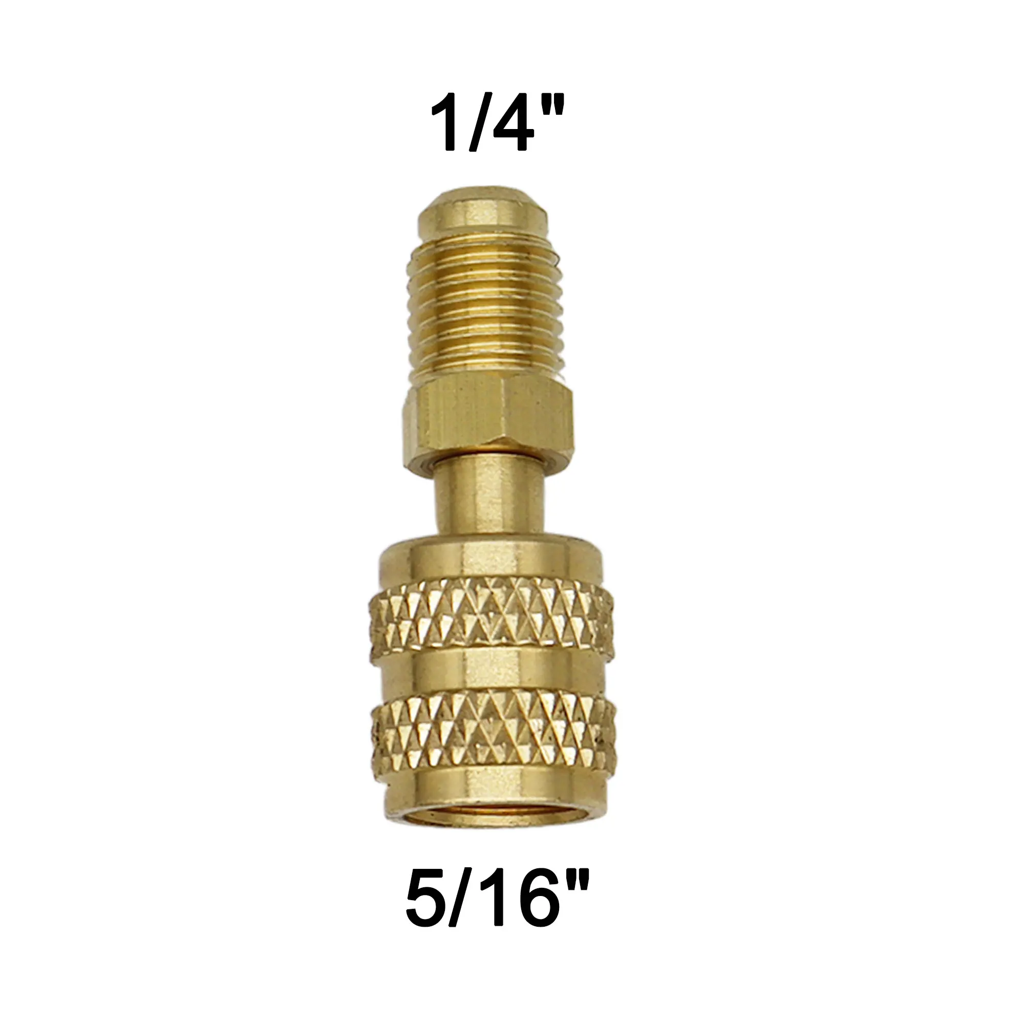 2 Stück Vakuumpumpen-Messingadapter R410a Adapter 5/16 SAE F Schnellkupplungen auf 1/4 SAE für Klimaanlagen-Adapter Schnellkupplung – Detail 2