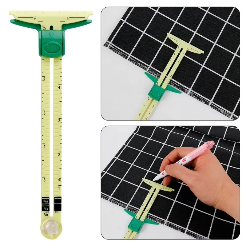 5-IN-1 Sewing Seam Ruler Measuring Gauge Patchwork Quilting Tailor Ruler Sizer Helper  Sliding Gauge