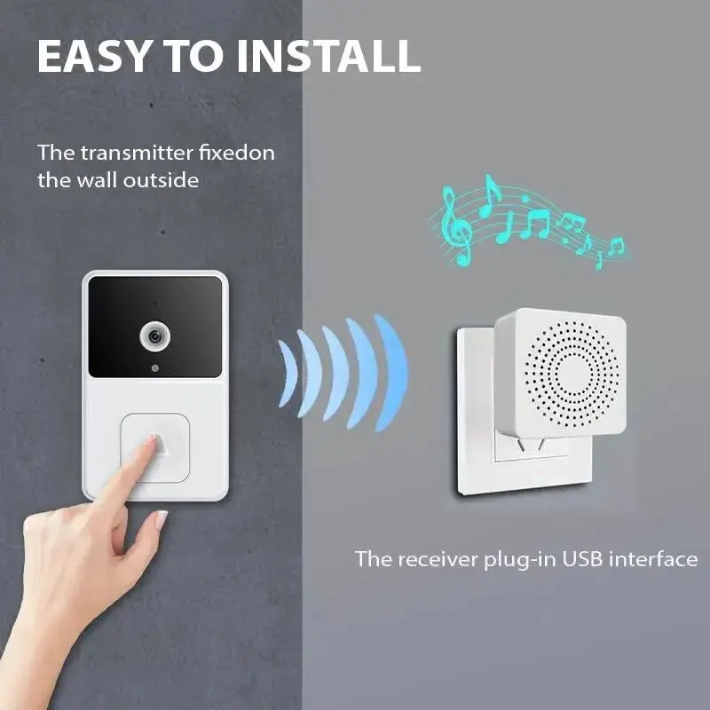 Bel pintu Video WiFi, bel pintu kamera Visual nirkabel cerdas penglihatan malam Audio dua arah Cloud penyimpanan bel pintu keamanan