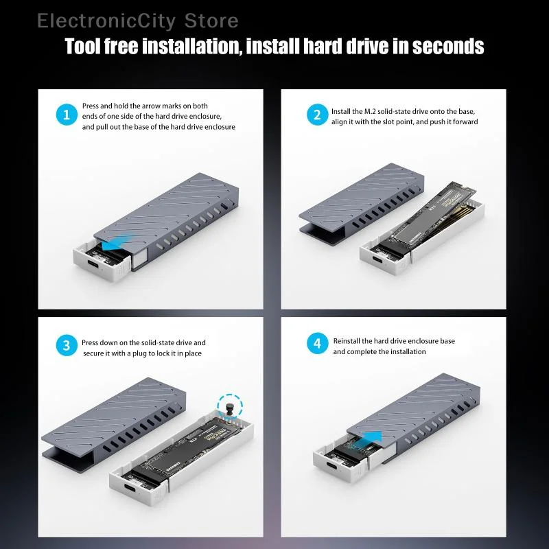 2230/42/60/80 M2 M-Key NVMe SSD M.2 NVMe SSD الضميمة محول الألومنيوم حالة USB C 3.1 Gen2 10Gbps إلى NVMe PCIe صندوق خارجي