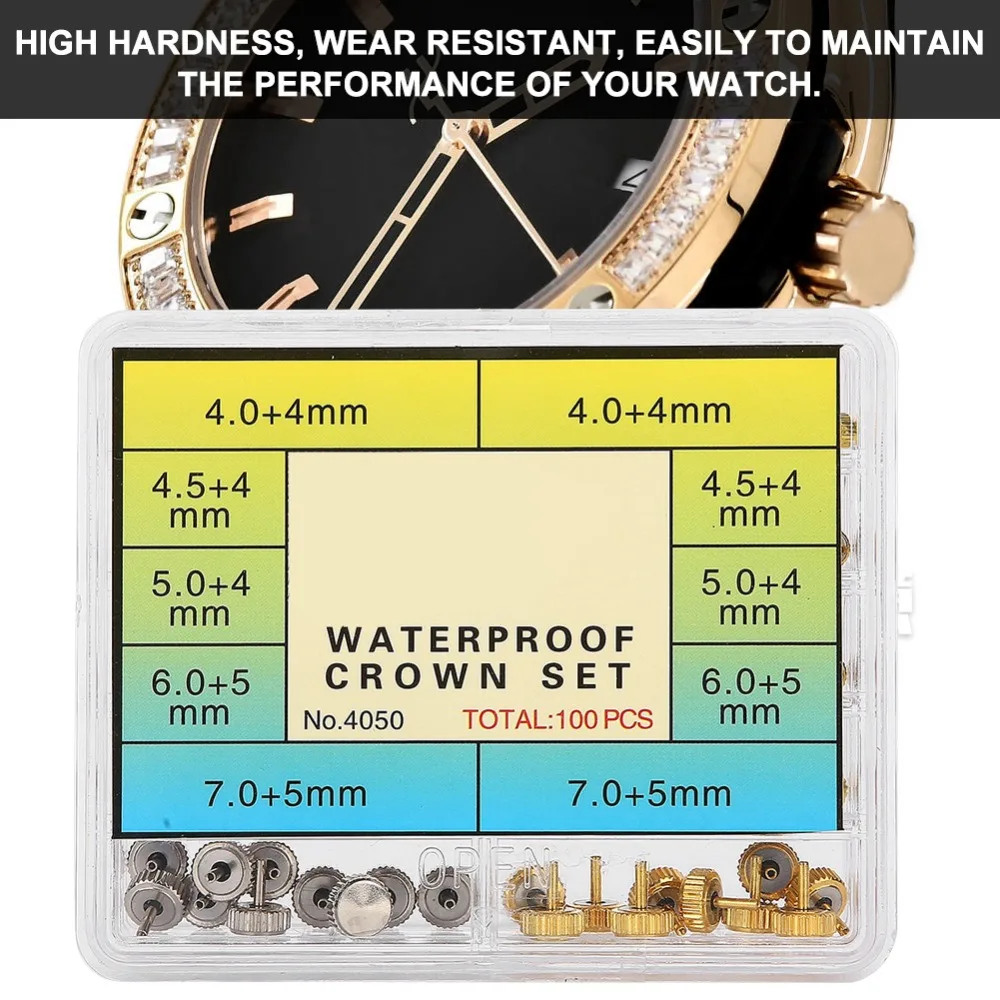 Precision Steel Watch Crown Set Gold Silver Various Specifications Watch Repair Tool Kit Watch Parts Kit for Watch Makers