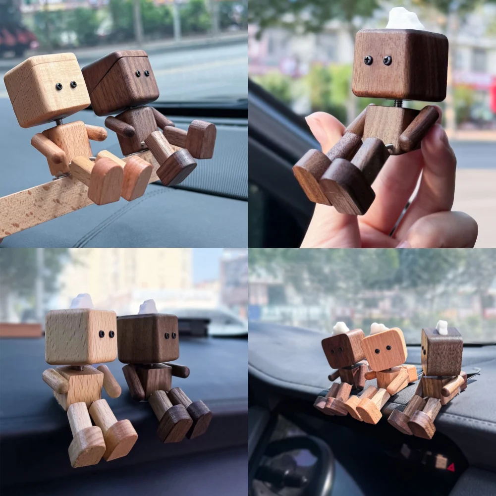 

Shaking Wooden Man Figurine Multi-Purpose Funny Wood Desktop Decor Creative Handcrafted Statue for Car Dashboard Decorations