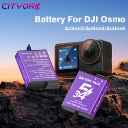 CITYORK 2250mah Battery for Osmo Action 5/4/3 Batteries Sports Camera Accessories For DJI Osmo Action 3 Action 4 Action 5