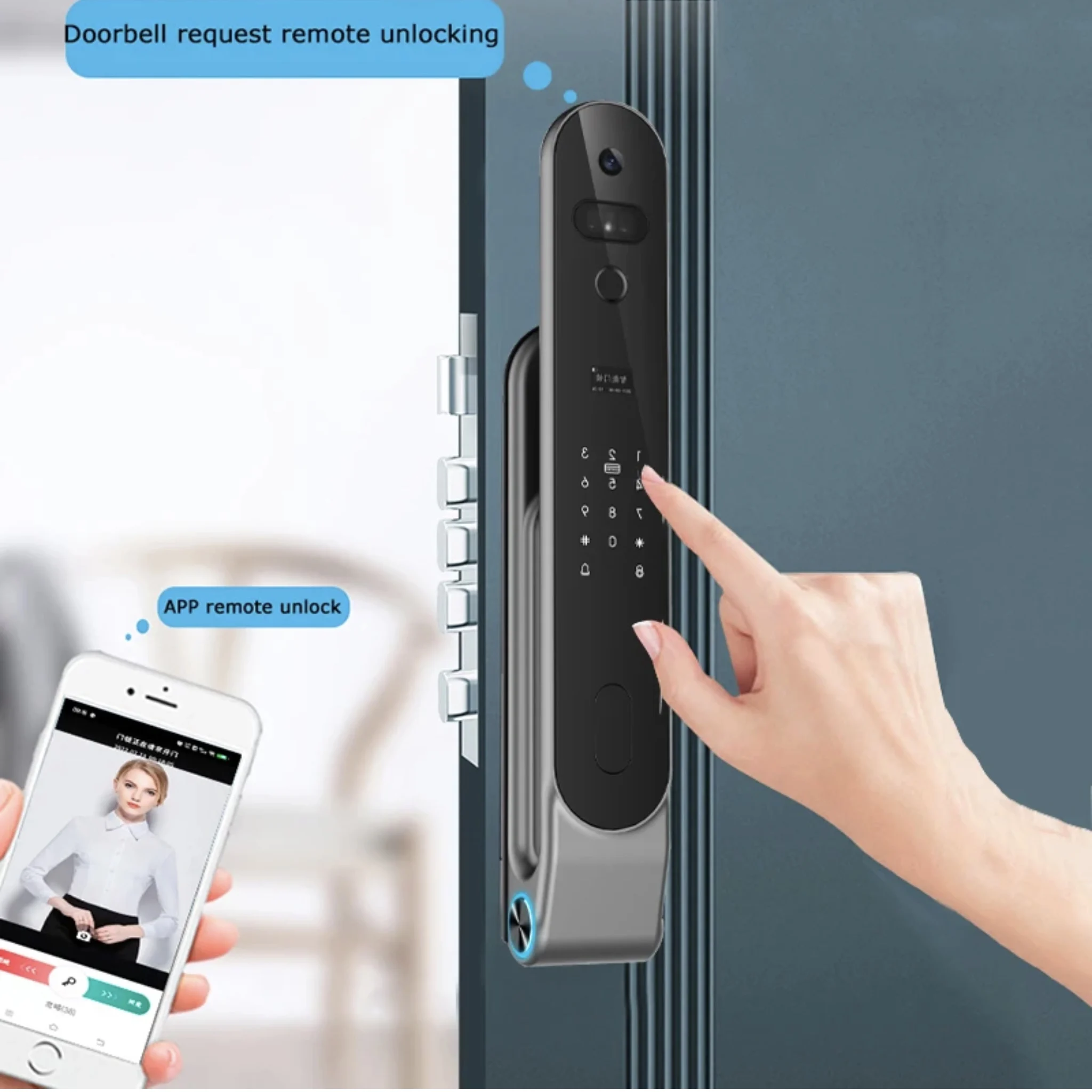 Smart Tuya Wifi Door Lock 3D riconoscimento facciale WiFi interfono Fingerprint Password Card serratura digitale