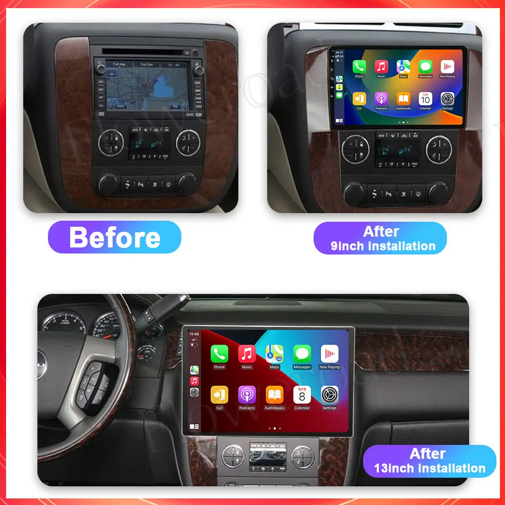 13inch For GMC Yukon Chevrolet Tahoe Suburban 2008 - 2012 Car Multimedia Player Audio GPS Navigation Autoradio Carplay Android