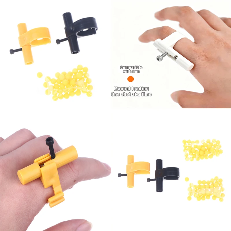 {MX} Fingertip Decompression Ring W/ 48 Pcs Plastic Marbles Game Toy Launcher Model Keychain Stress Relief Gift For Boys Kids