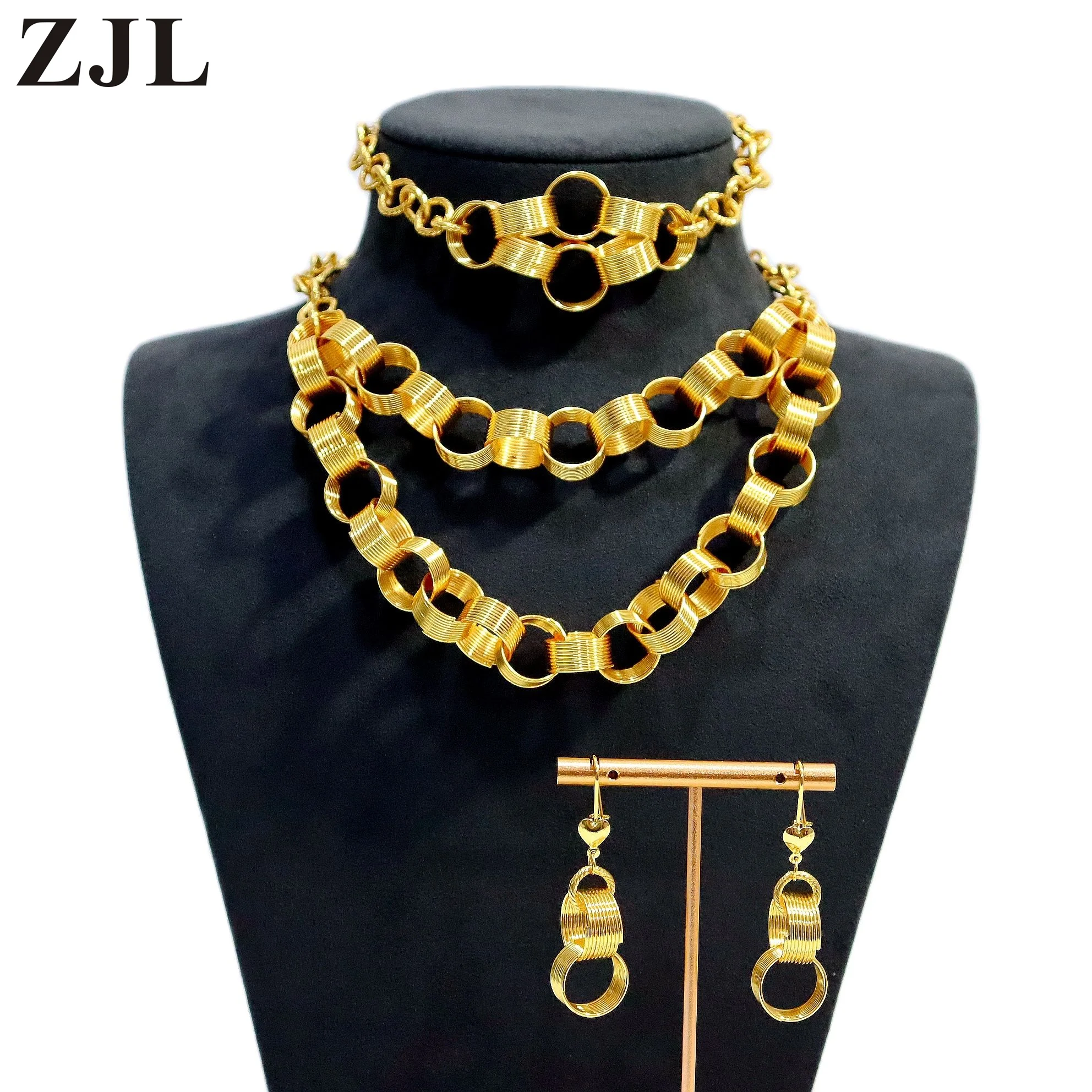 

Woman's 24K Gold Plated Jewelry Set - Stunning Necklaces, Bracelets, and Earrings for a Glamorous Touch