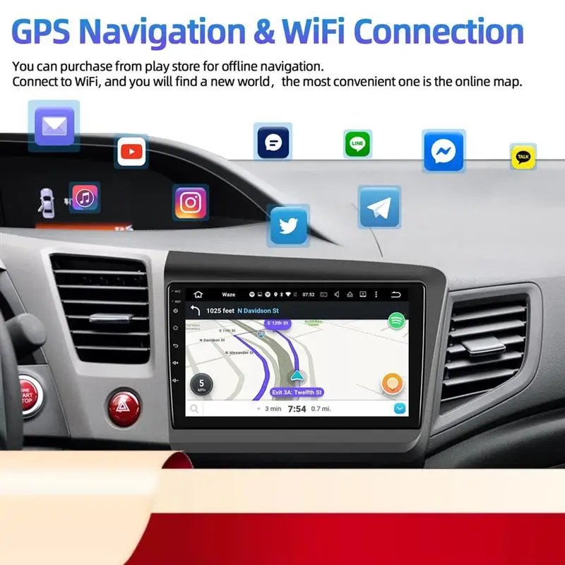 

Car Radio For Honda Civic 2012-2015 Parts 1G+32G Carplay Android Auto 9Inch Touchscreen Car Stereo Bluetooth FM Backup Camera