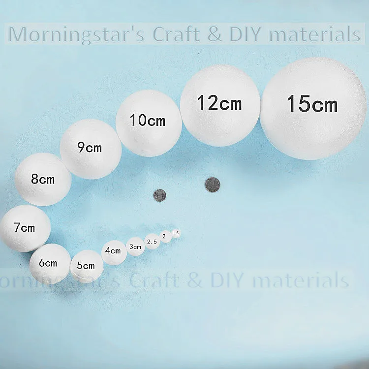 1cm 1.5cm 2cm white Modelling foam balls Polystyrene Styrofoam balls Christmas Styrofoam craft balls For DIY Decorations